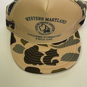 Vintage Camo Western Maryland Loggers Forestry Field Day Snapback Trucker Hat